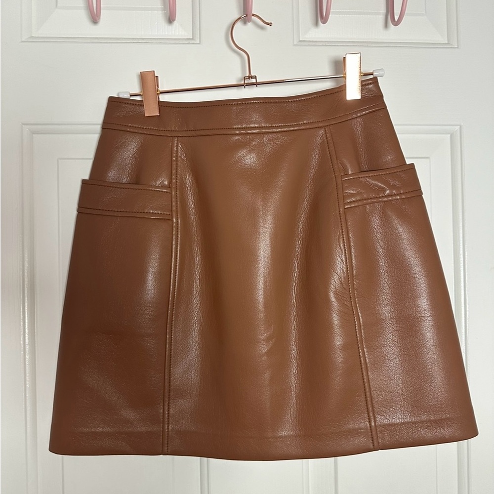 Aritzia Brown Faux Leather Mini Skirt - Picture 3 of 6